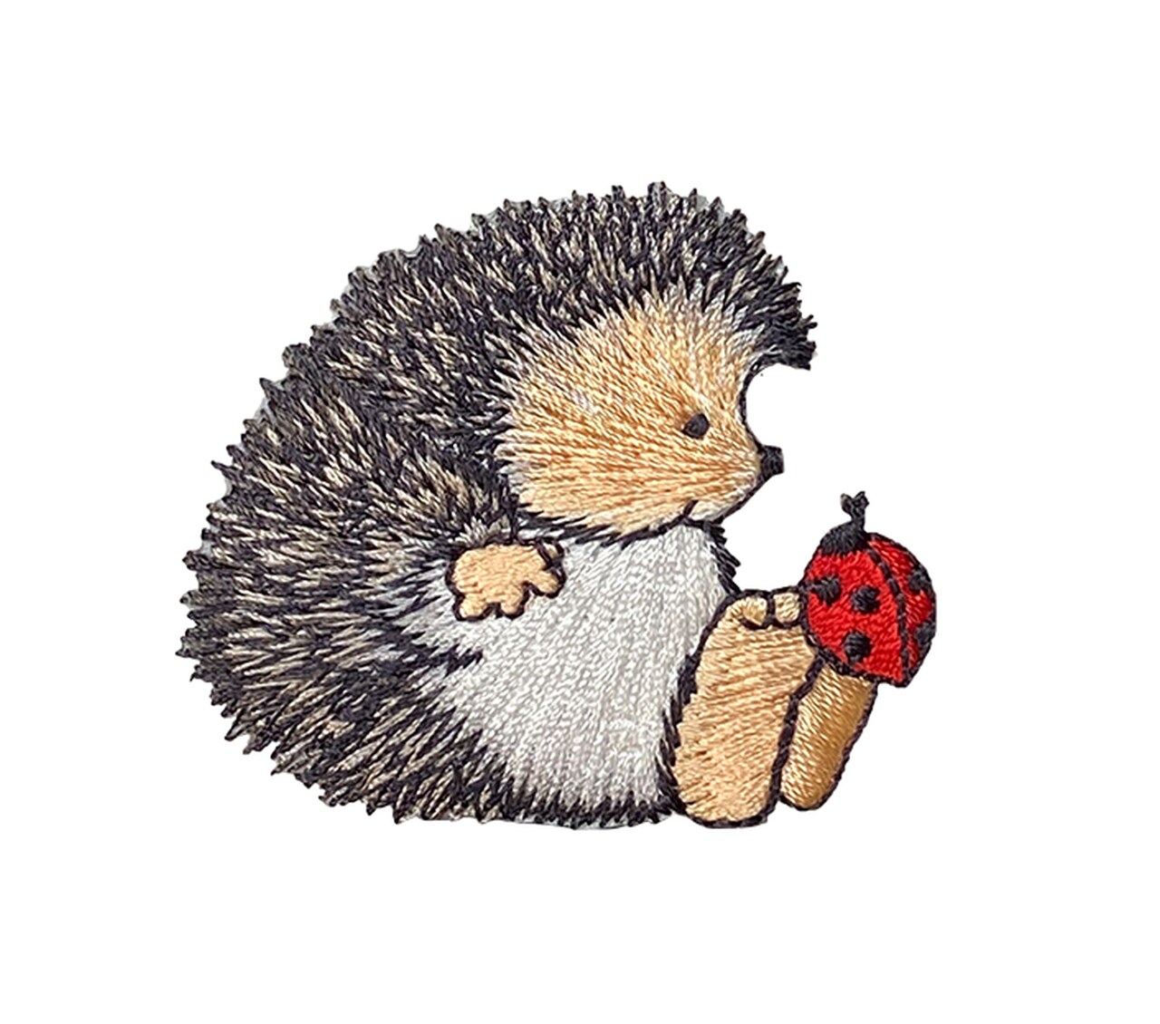 Hedgehog with Ladybug, Cute Animals, Embroidered, Iron on Patch